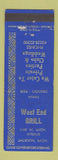 Matchbook Cover - West End Grill Jackson MI