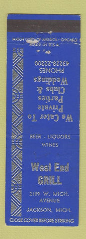 Matchbook Cover - West End Grill Jackson MI