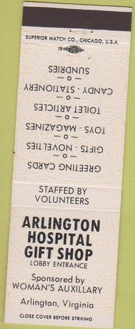 Matchbook Cover - Arlington Hospital Gift Shop Arlington VA white