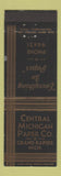Matchbook Cover - Central Michigan Paper Grand Rapids MI