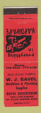 Matchbook Cover - WJ Bavol Hardware Plumbing Supply St Clair Shores MI