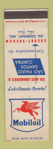 Matchbook Cover - Mobil oil gas New York City Sao Paulo Santos Curitiba Brazil