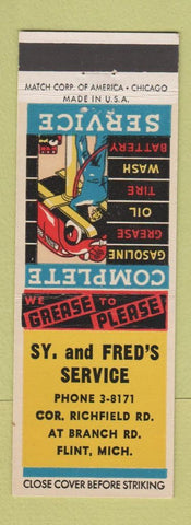 Matchbook Cover - Sy and Fred's Service Flint MI