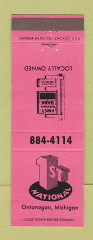 Matchbook Cover - 1st National Bank Ontonagon MI PINK