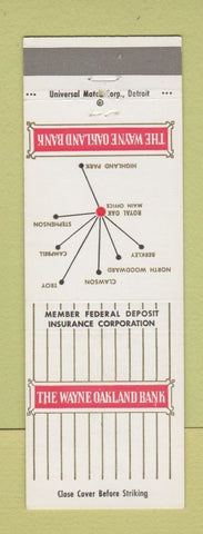Matchbook Cover - Wayne Oakland Bank MI