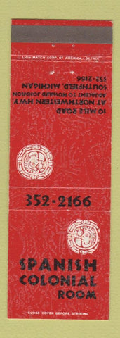 Matchbook Cover - Spanish Colonial Room Southfield MI