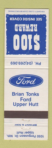 Matchbook Cover - Brian Tolks Ford Upper Hutt New Zealand