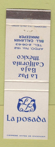 Matchbook Cover - La Posada La Paz Baja CA Mexico