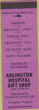 Matchbook Cover - Arlington Hospital Gift Shop Arlington VA purple