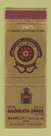 Matchbook Cover - Hotel Andalucia Plaza Casino Costa Del Sol Spain