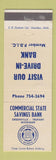 Matchbook Cover - Commercial State Savings Bank Trufant Greenville MI