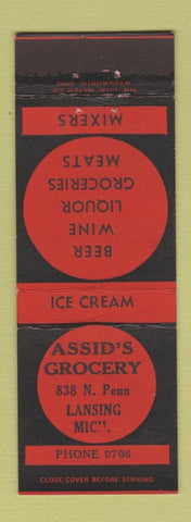 Matchbook Cover - Assid's Lansing MI grocery