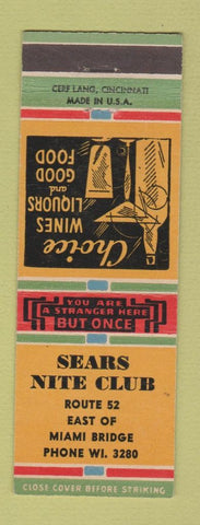 Matchbook Cover - Sears Nite Club WEAR