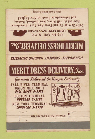 Matchbook Cover - Merit Dress Delivery New York City 40 Strike