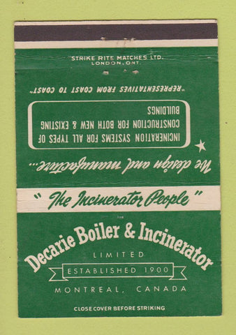 Matchbook Cover - Decarie Boiler Incinerator Montreal QC 40 Strike