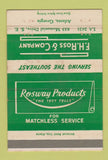 Matchbook Cover - FH Ross Company Atlanta GA PRINTING ERROR 40 Strike