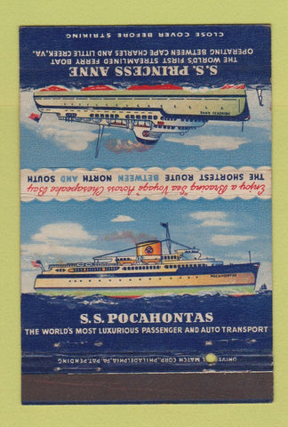 Matchbook Cover - SS Princess Anne Pocahontas cruise  40 Strike