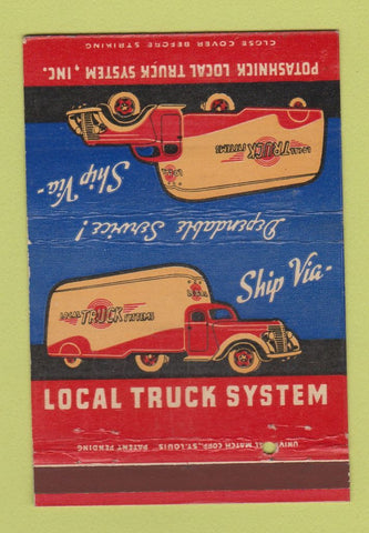Matchbook Cover - Potashnick Truck System trucking 40 Strike