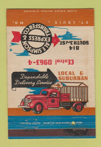 Matchbook Cover - Al Simpson Trucking St Louis MO 40 Strike