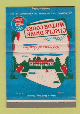 Matchbook Cover - Circle Drive Motor Court Jacksonville NC 40 Strike