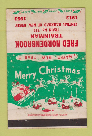 Matchbook Cover - Fred Nordenbrook Train NJ Central 1953 WEAR 40 Strike