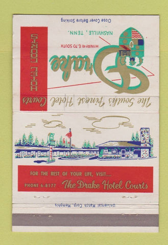 Matchbook Cover - Drake Hotel Courts Nashville TN 40 Strike