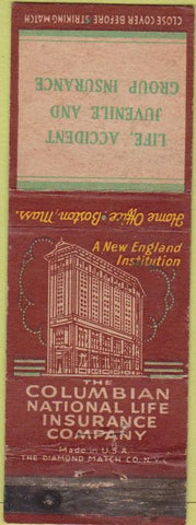 Matchbook Cover - Columbian Life Insurance WORN