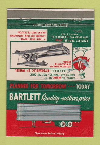 Matchbook Cover - Bartlett Trailers Trucking Chicago IL 40 Strike