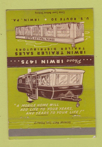 Matchbook Cover - Irwin Trailer Sales Irwin PA 40 Strike