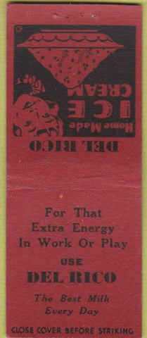 Matchbook Cover - Del Rico Milk Ice Cream girlie