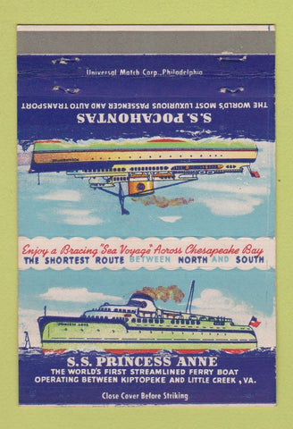 Matchbook Cover - SS Princess Anne Pocahontas cruise VA 40 Strike