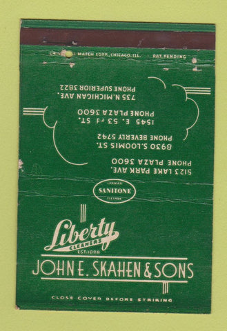 Matchbook Cover - Liberty Cleaners John Skahen Chicago IL 40 Strike