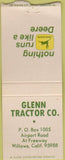 Matchbook Cover - John Deere Tractors Willows CA BOBTAIL