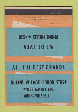Matchbook Cover - Queens Village Liquor Store LI NY 40 Strike
