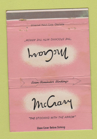 Matchbook Cover - McCrary Stockings girlie 40 Strike