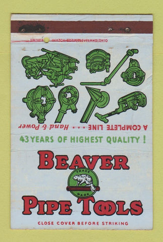 Matchbook Cover - Beaver Pipe Tools Warren OH WEAR 40 Strike