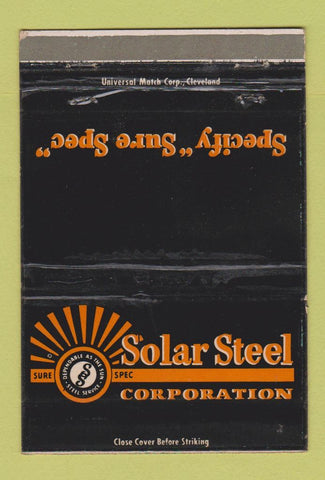 Matchbook Cover - Solar Steel Corp Cleveland OH WEAR 40 Strike