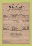 Matchbook Cover - Solar Steel Corp Cleveland OH WEAR 40 Strike