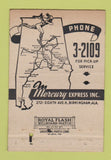 Matchbook Cover - Mercury Express Birmingham AL trucking 40 Strike