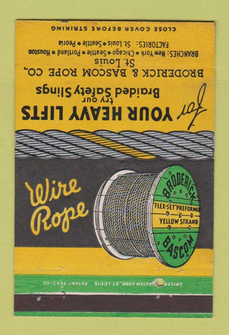 Matchbook Cover - Broderick & Bascom Wire Rope St Louis MO 40 Strike