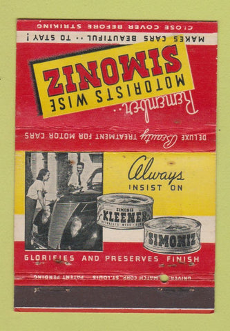 Matchbook Cover - Simoniz Car Polish 40 Strike