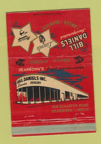Matchbook Cover - Bill Daniel's Lincoln Mercury Dearborn MI 40 Strike