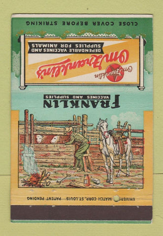 Matchbook Cover - Franklin Animcal Vaccines Supply  40 Strike