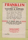 Matchbook Cover - Franklin Animcal Vaccines Supply  40 Strike