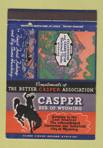 Matchbook Cover - Casper WY Tourism 40 Strike