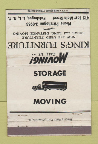 Matchbook Cover - King's Furniture Patchogue LI NY WHITE 40 Strike