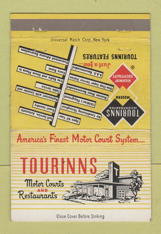 Matchbook Cover - Tourinns Motor Courts CHAIN 40 Strike