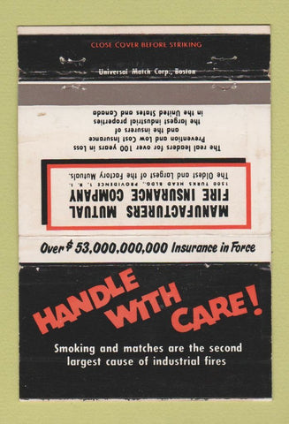 Matchbook Cover - Manufacturers Mutual Fire Insurance  40 Strike