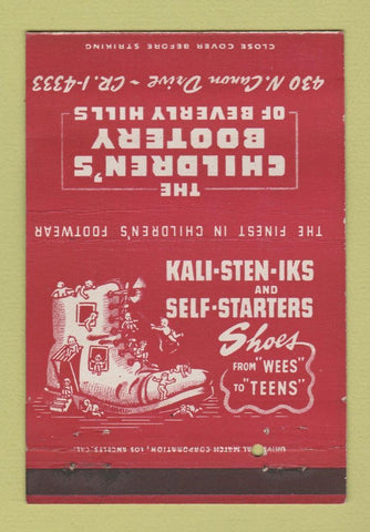 Matchbook Cover - Children's Bootery Beverly Hills CA shoes  40 Strike