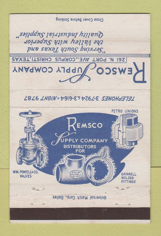 Matchbook Cover - Remsco Supply Valves Corpus Christi TX 40 Strike